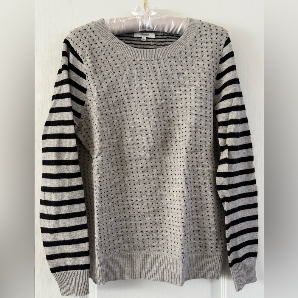 Cotton/ Wool Blend Madewell Sweater - Gray & Black